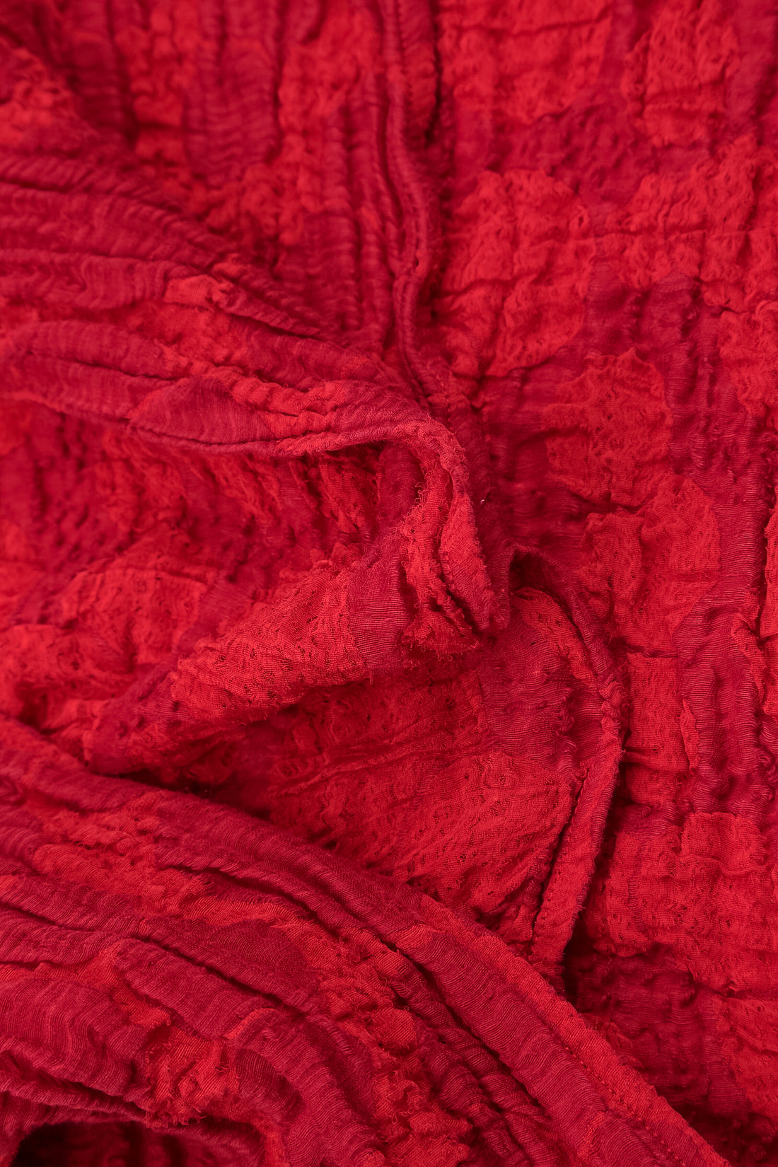Cherry Red Circle Silk Linen Scarf 4