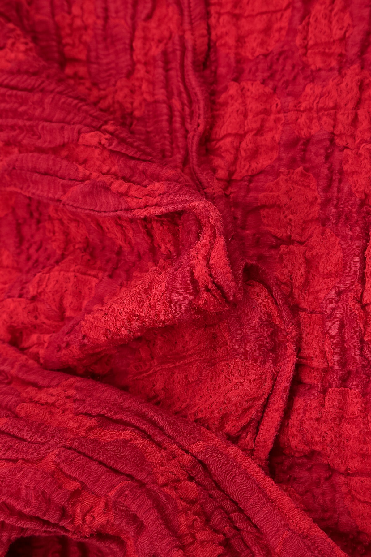 Cherry Red Circle Silk Linen Scarf