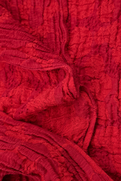 Cherry Red Circle Silk Linen Scarf