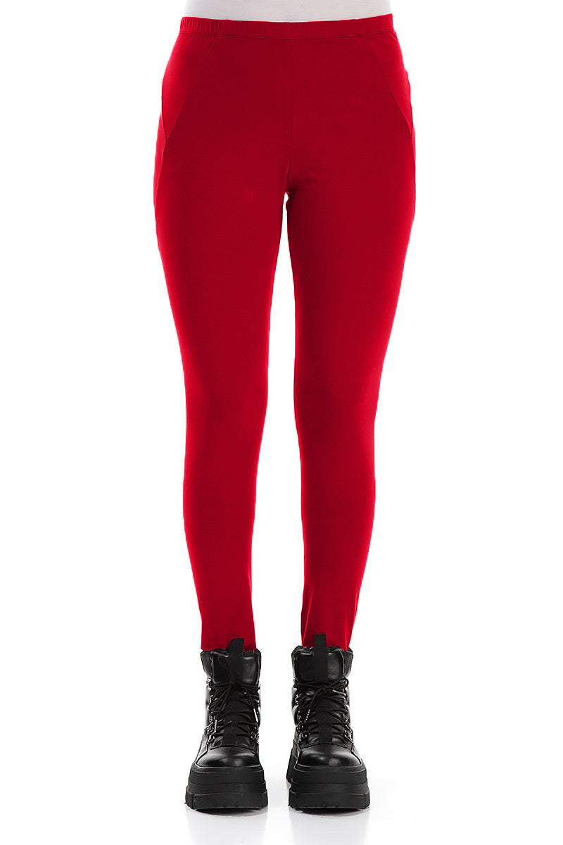 Cherry Red Cotton Leggings 1