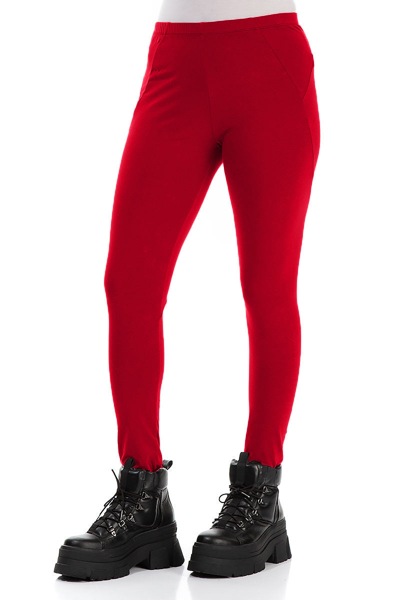 Cherry Red Cotton Leggings 3