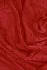 Cherry Red Devoré Feather Silk Scarf 4
