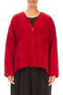 Cherry Red Pleated Silk Linen Jacket 1