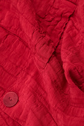 Cherry Red Pleated Silk Linen Jacket 5