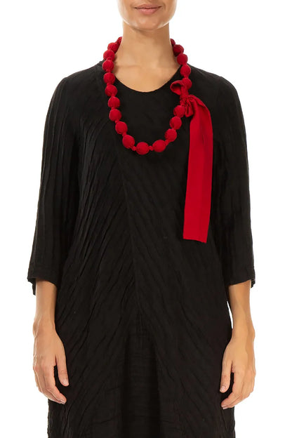 Cherry Red Silk Bead Necklace 1