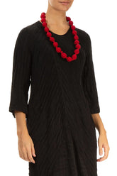 Cherry Red Silk Bead Necklace 3