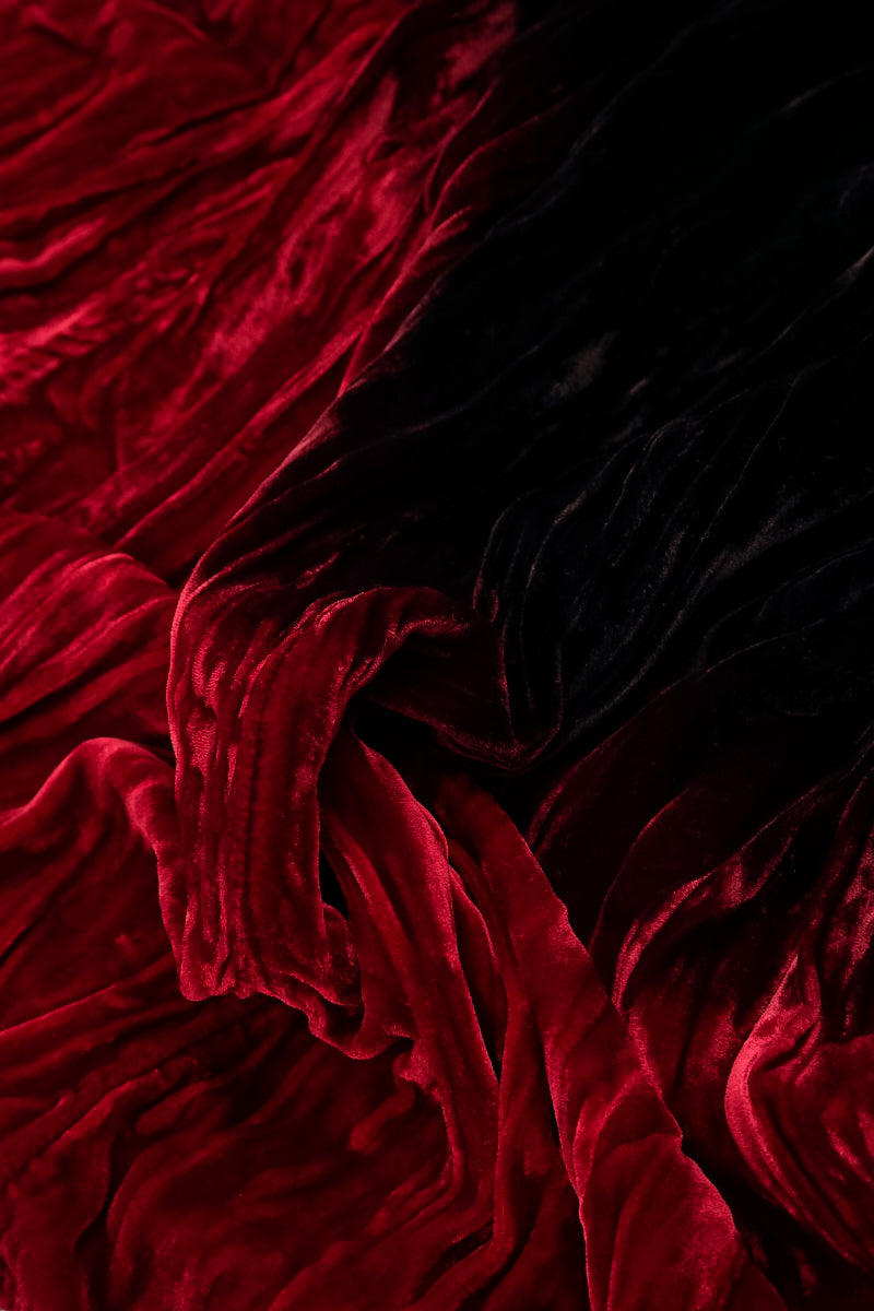 Cherry Red Silk Velvet Ombré Shift Dress 7