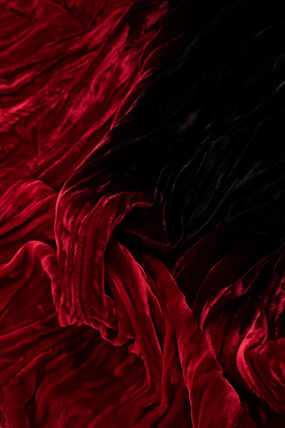 Cherry Red Silk Velvet Ombré Shift Dress 7