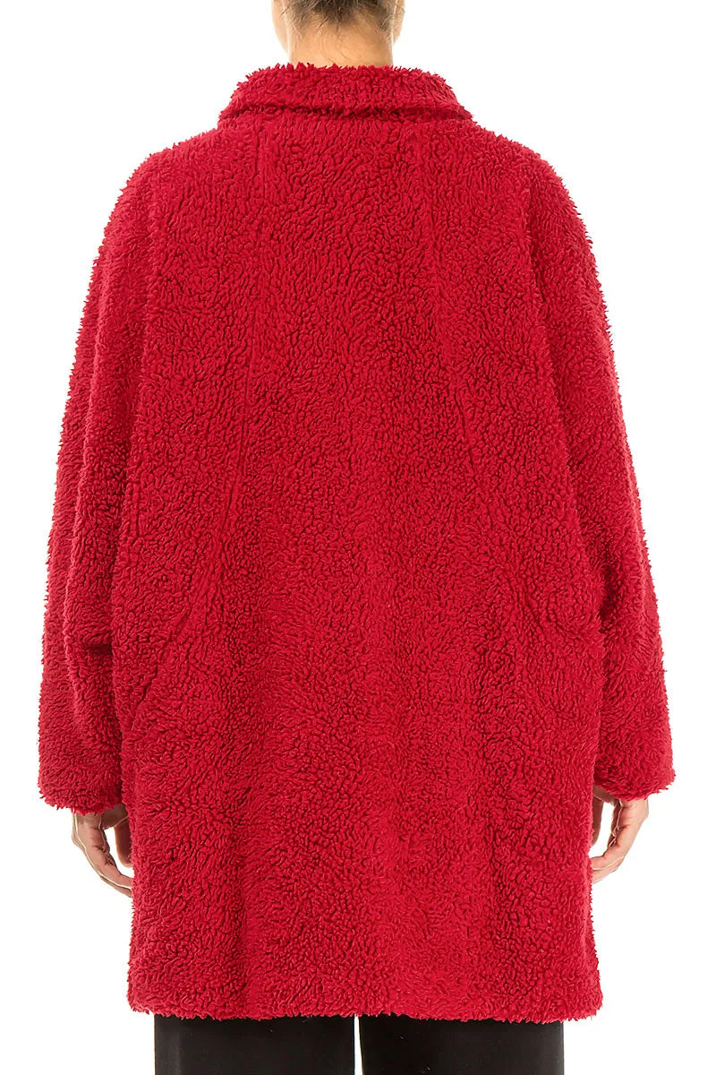Cherry Red Teddy Cotton Coat 2