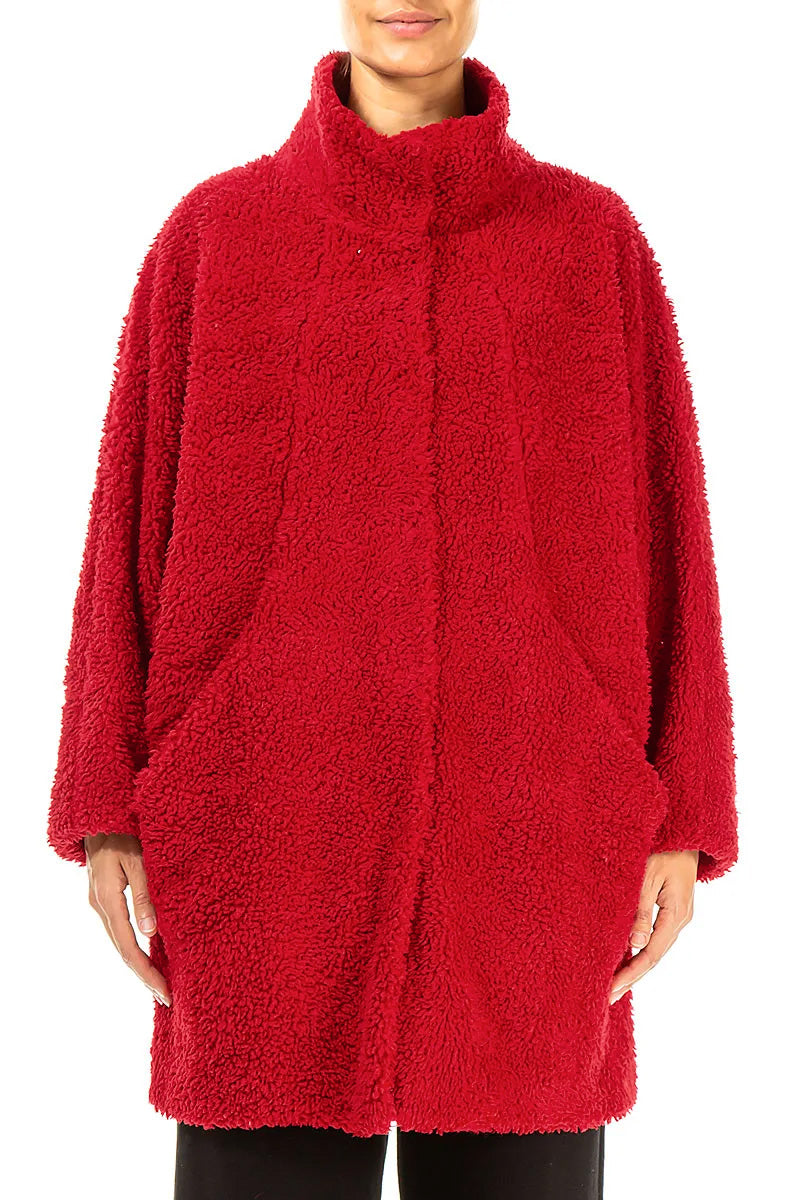 Cherry Red Teddy Cotton Coat 1