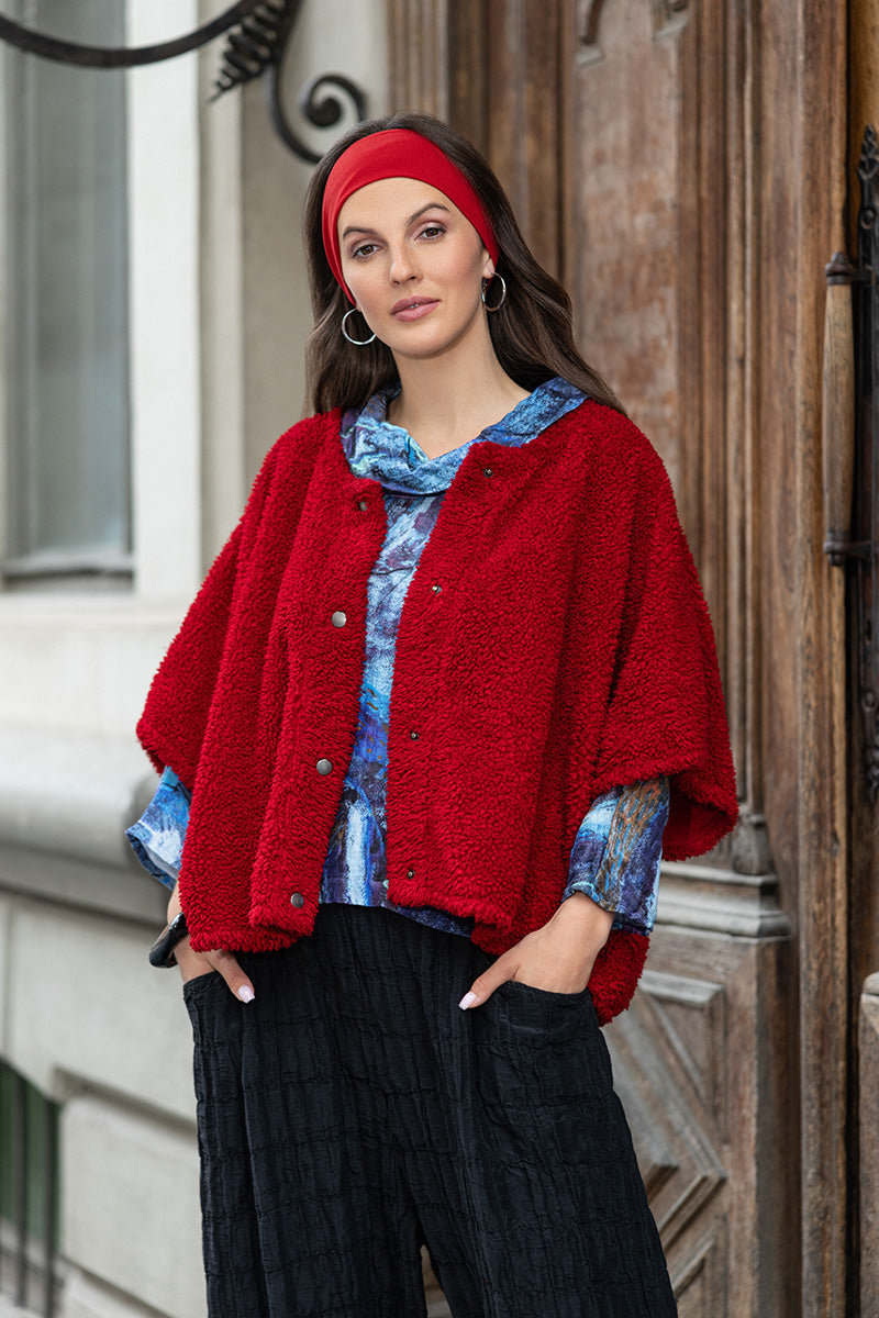 Cherry Red Teddy Cotton Gilet 7