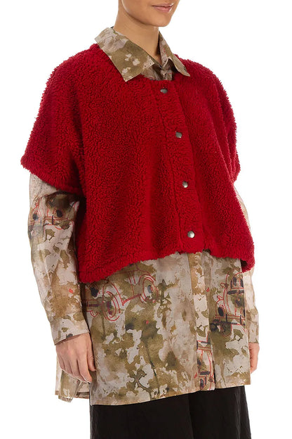 Cherry Red Teddy Cotton Gilet 3