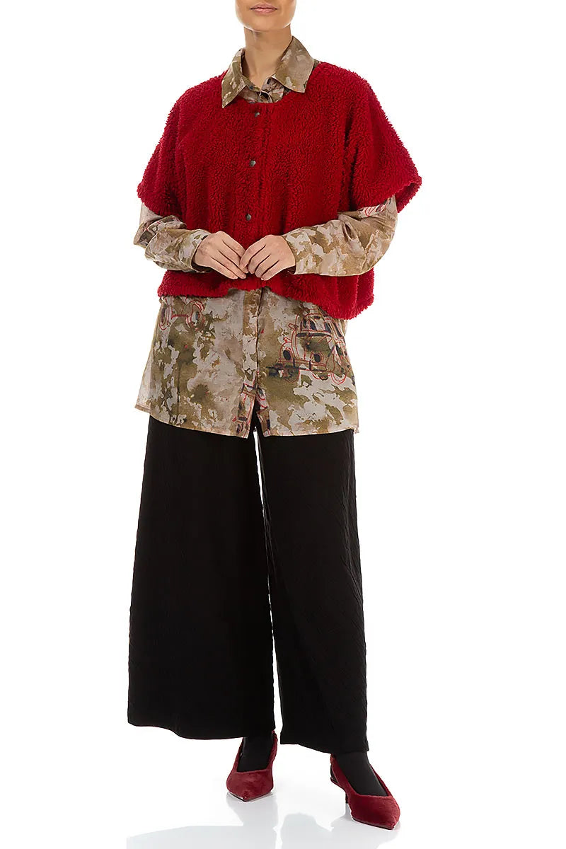 Cherry Red Teddy Cotton Gilet 4