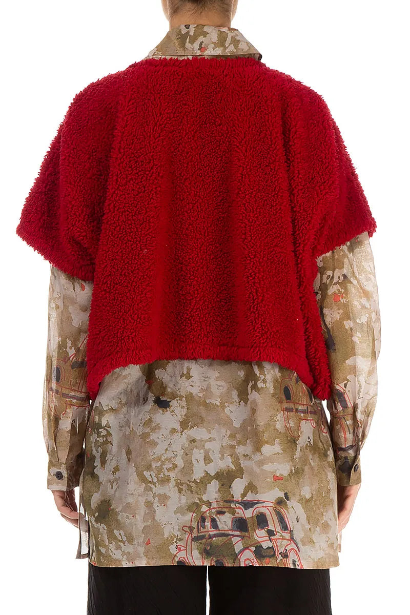 Cherry Red Teddy Cotton Gilet 2