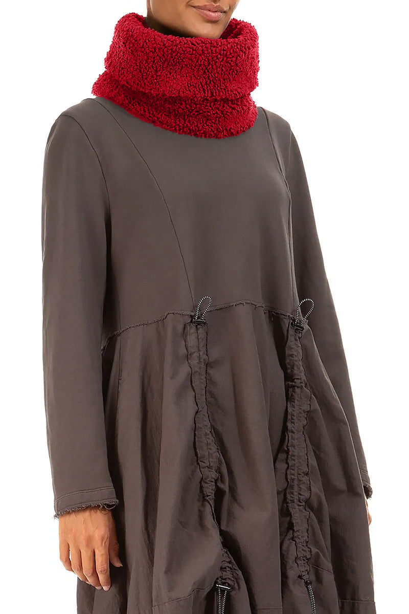 Cherry Red Teddy Cotton Infinity Scarf 3