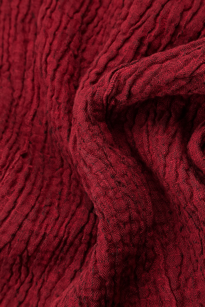 Cherry Red Textured Linen Dress 5