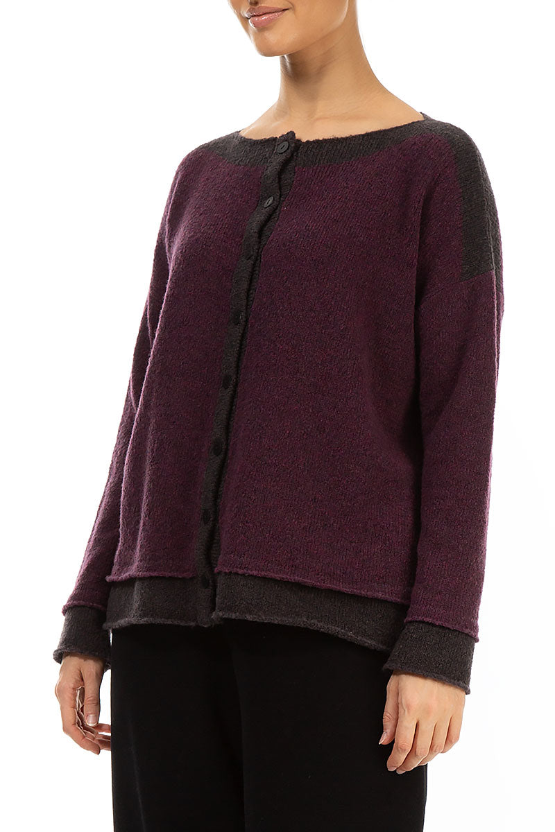 Chocolate Edge Mulberry Wool Cardigan