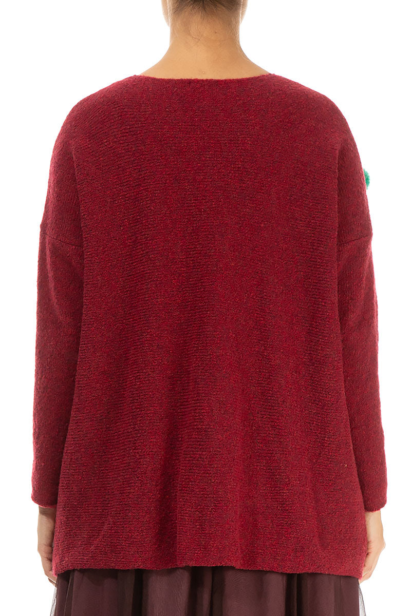 Christmas Pom-Pom Red Wool Sweater