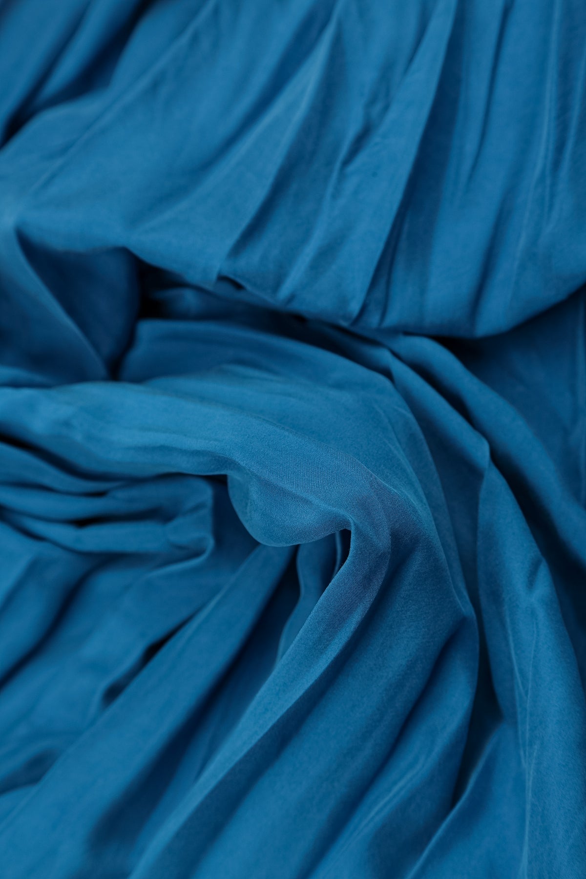 Cobalt Blue Crumpled Pure Silk Skirt 5