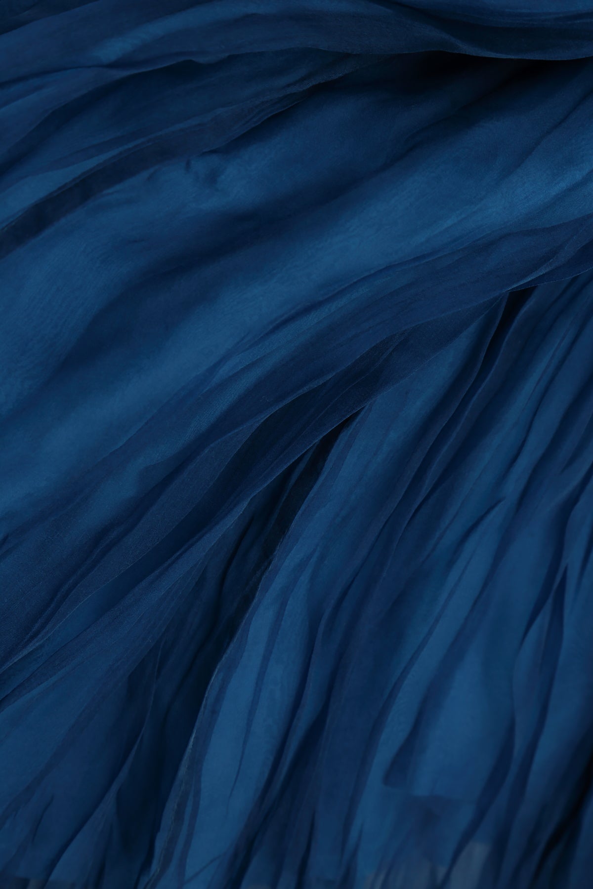 Cobalt Blue Crumpled Silk Chiffon Scarf