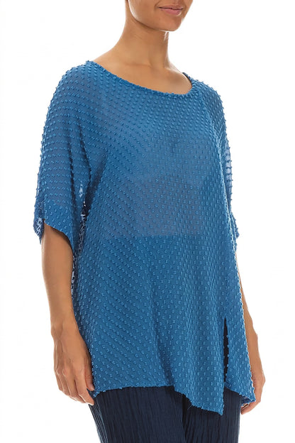 Chemisier en soie à pois bleu cobalt