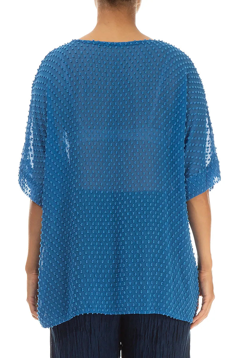 Cobalt Blue Dotty Silk Blouse