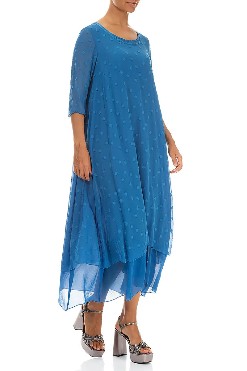 Cobalt Blue Dotty Silk Dress 3