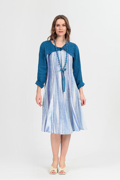 Cobalt Blue Gauze Linen Overlay Jacket 7