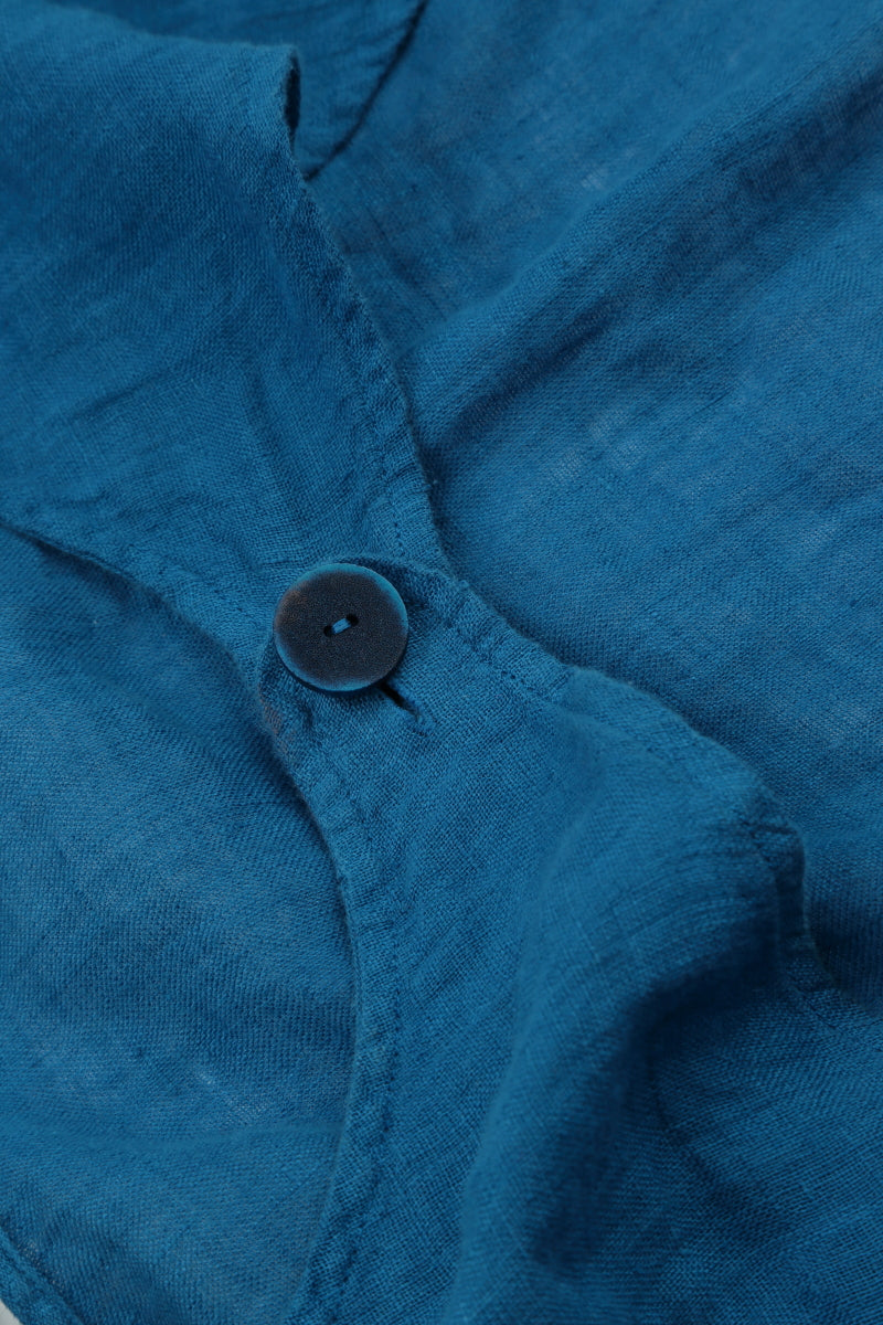 Veste superposée en lin de gaze bleu cobalt