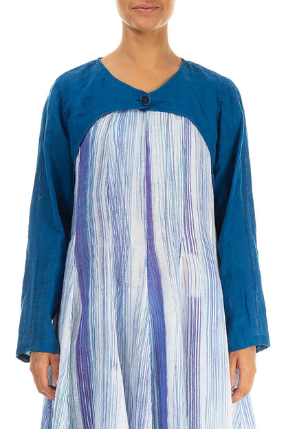 Veste superposée en lin de gaze bleu cobalt