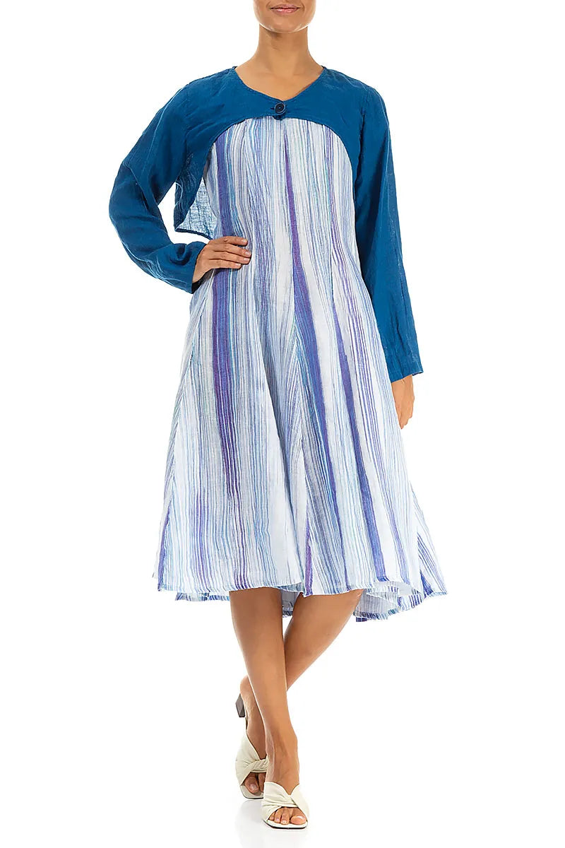 Cobalt Blue Gauze Linen Overlay Jacket 4