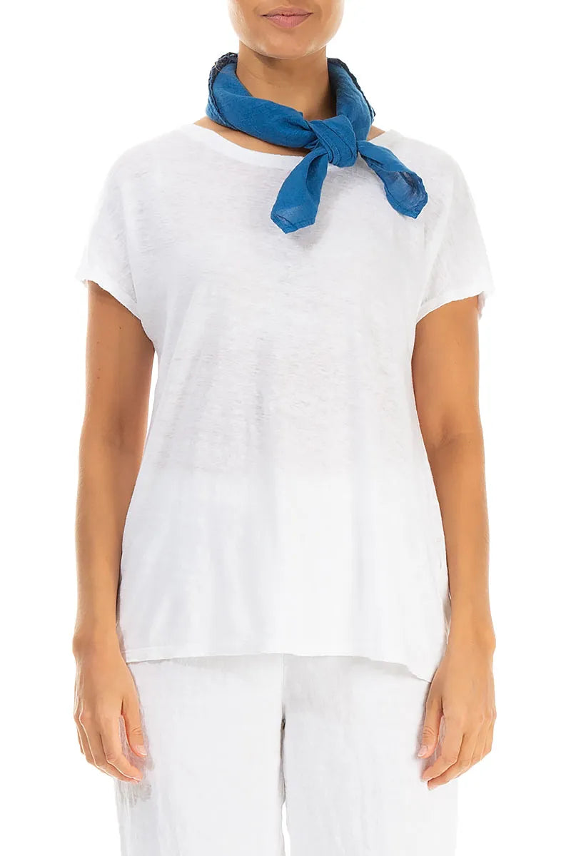 Cobalt Blue Gauze Linen Square Scarf 1