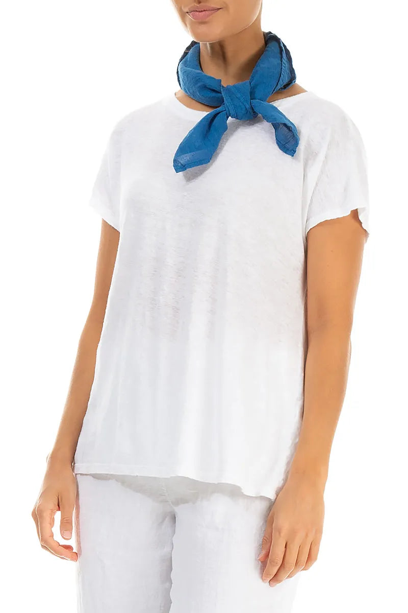 Cobalt Blue Gauze Linen Square Scarf 3