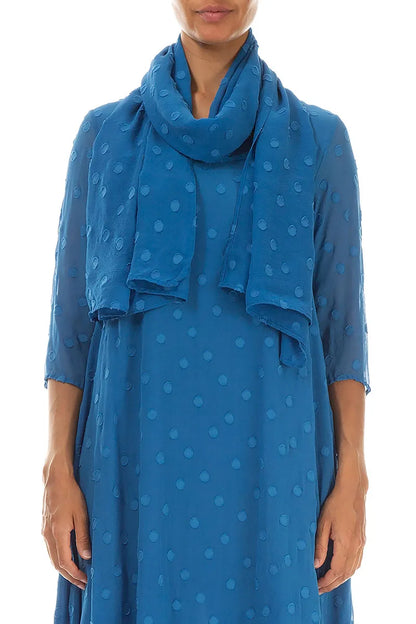 Cobalt Blue Light Dotty Silk Scarf 1