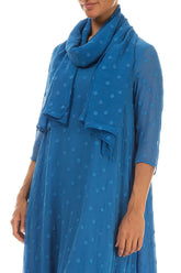 Cobalt Blue Light Dotty Silk Scarf 3