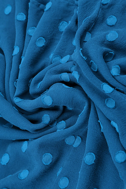 Cobalt Blue Light Dotty Silk Scarf 4