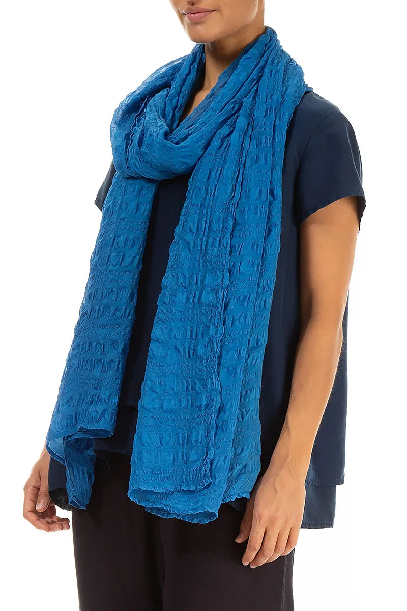 Cobalt Blue Light Silk Scarf 3