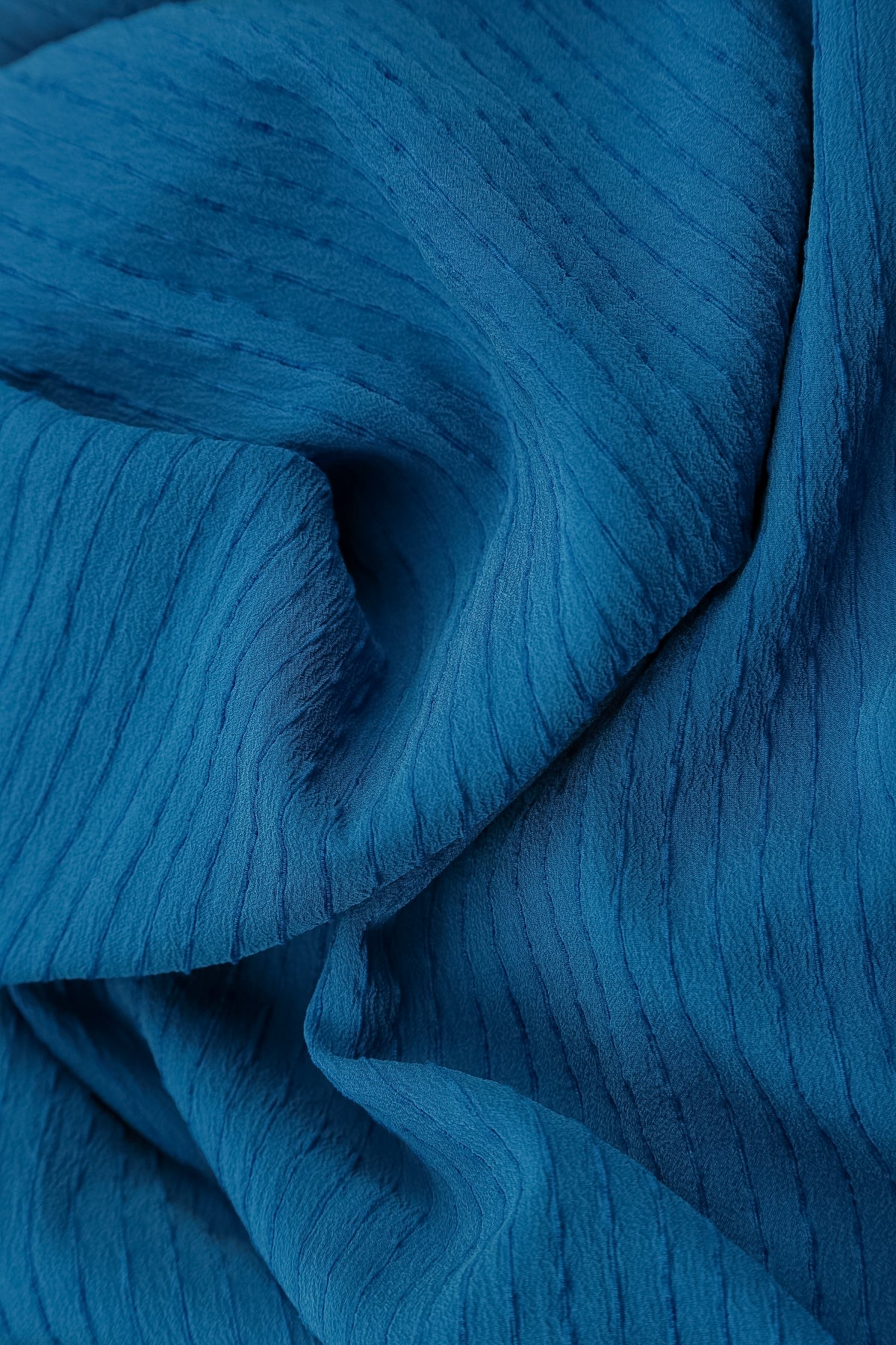 Cobalt Blue Stripy Silk Viscose Scarf 4