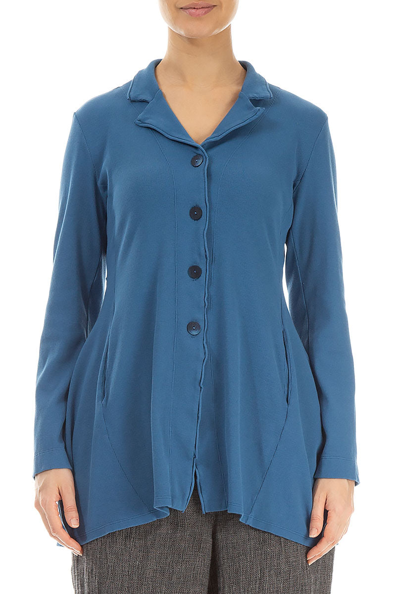 Collar Azure Cotton Jacket