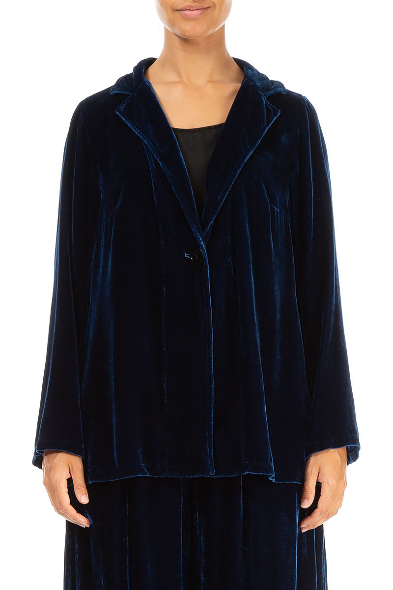 Collar Azure Silk Velvet Jacket