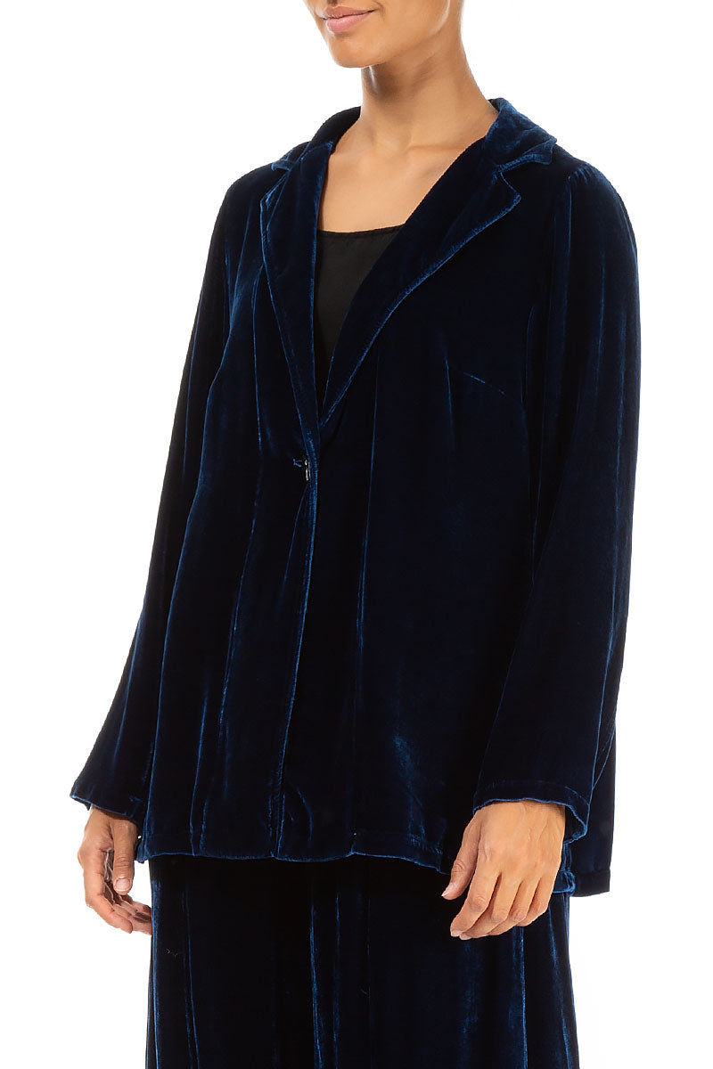 Collar Azure Silk Velvet Jacket