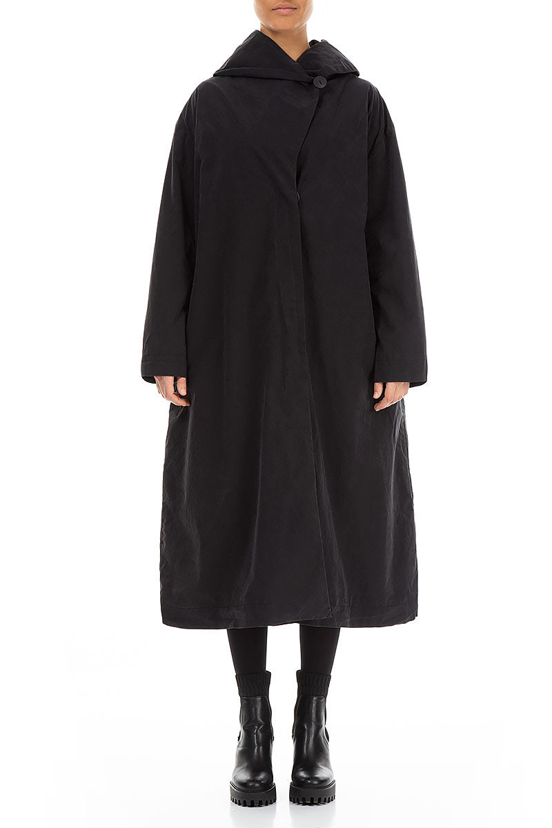 Collar Black Cotton Coat 1