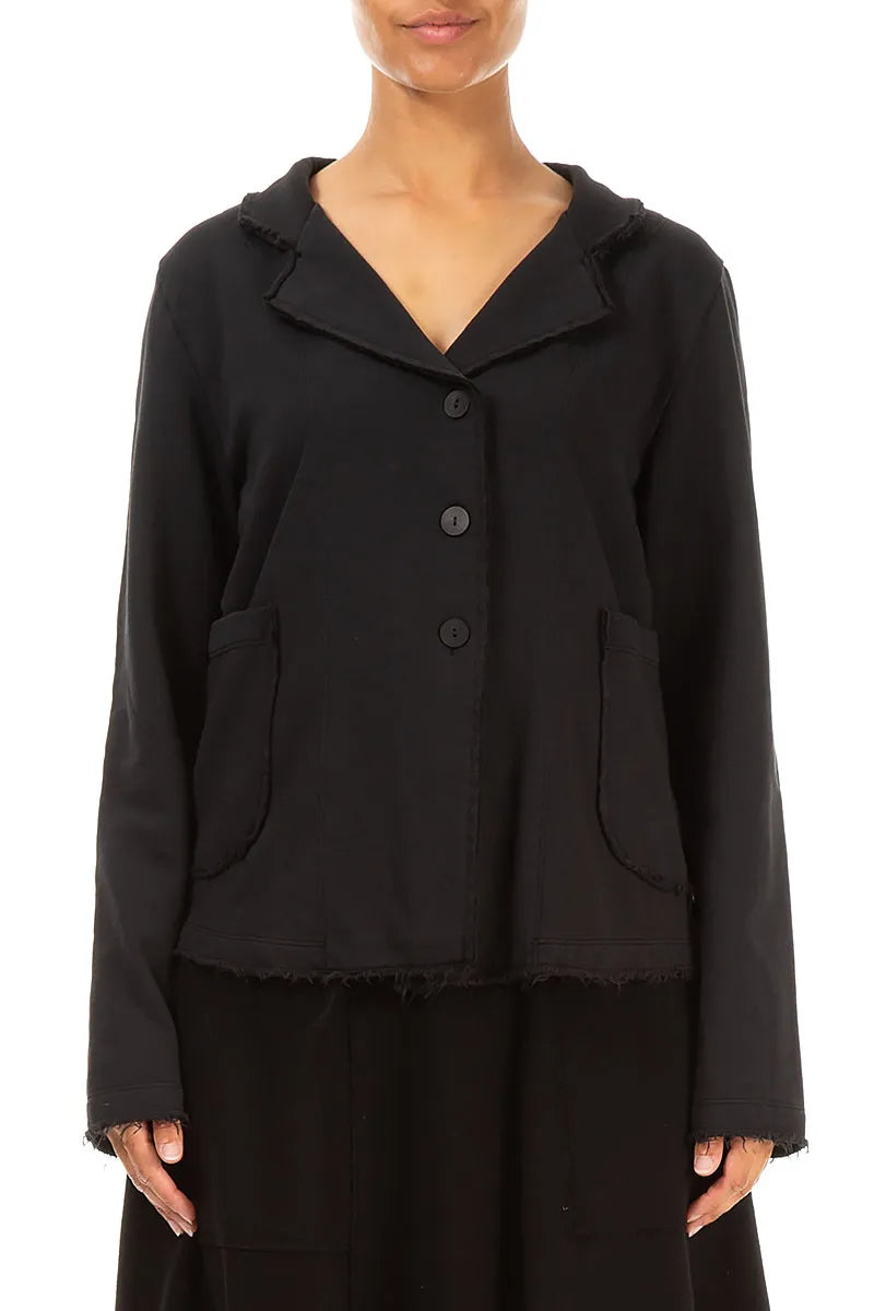 Collar Black Cotton Jacket 1