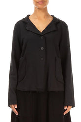 Collar Black Cotton Jacket 1