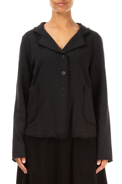 Collar Black Cotton Jacket 1