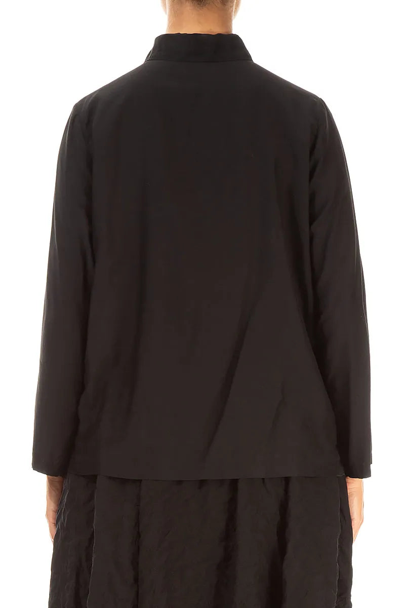 Collar Black Silk Bamboo Shirt 2