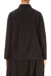 Collar Black Silk Bamboo Shirt 2