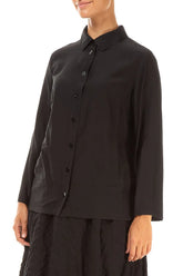 Collar Black Silk Bamboo Shirt 3