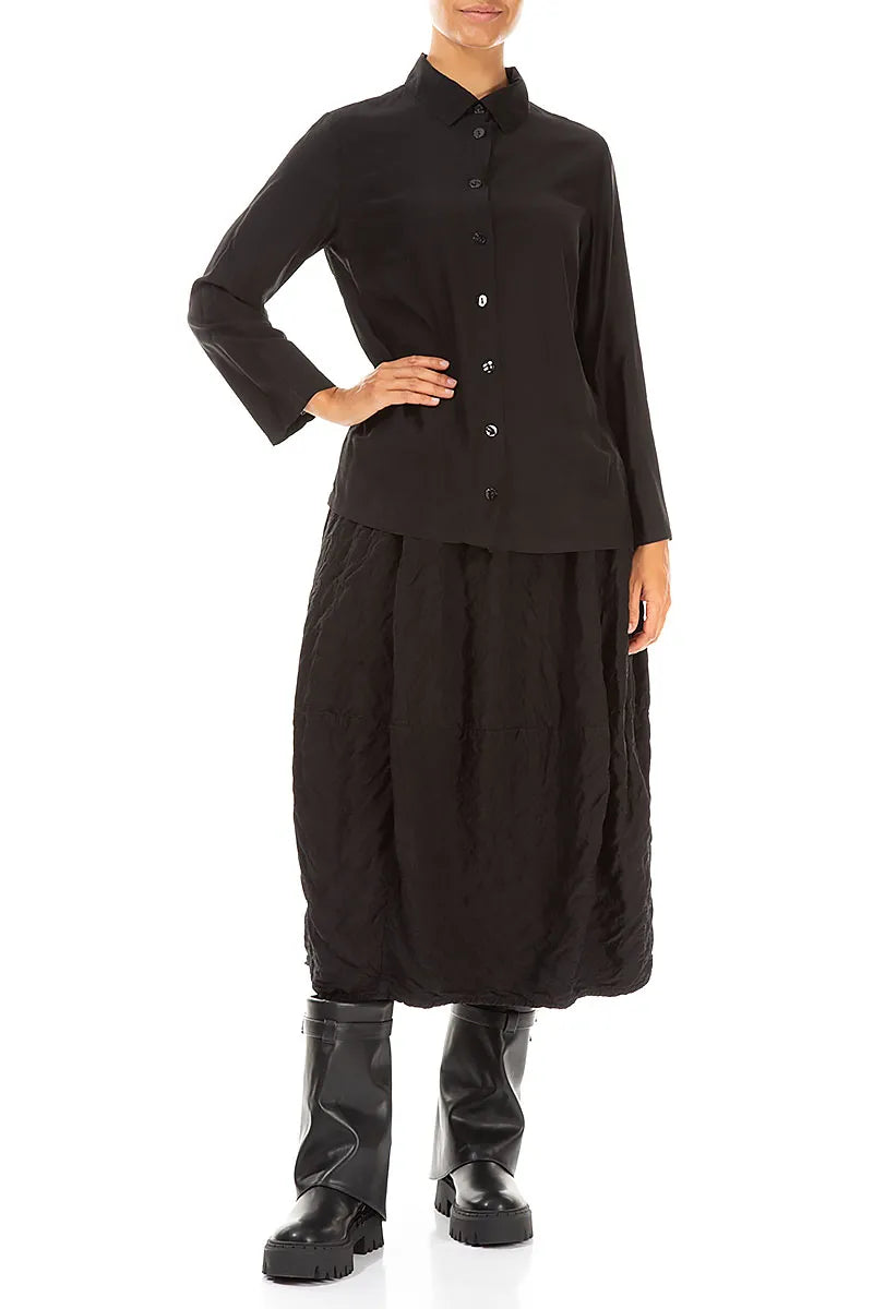 Collar Black Silk Bamboo Shirt 4