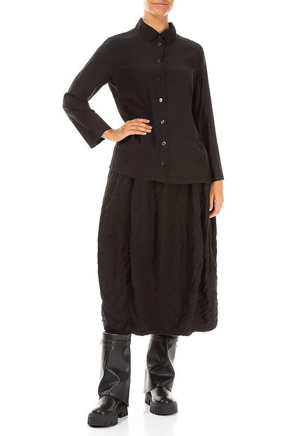 Collar Black Silk Bamboo Shirt 4